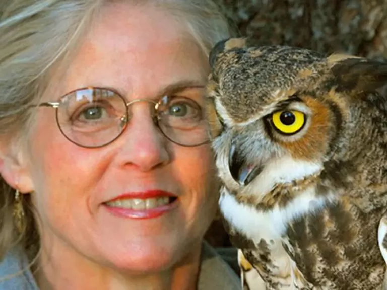 Marcia Wilson and her husband Mark have been presenting live owl programs for 27 years. The Wilsons care for non-releasable owls and hawks that work as wildlife ambassadors. They will present “Eyes on Owls” on October 17