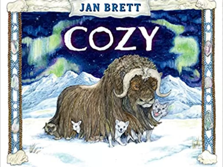 Cozy book cover. Story by Jan Brett.