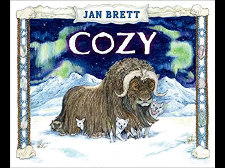 Cozy book cover. Story by Jan Brett.