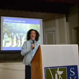 Davnet Conway addresses the gathering at SVT's 2025 Annual Meeting