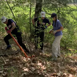 L-S Seniors Using a Weed Wrench at Memorial Forest, May 31, 2023