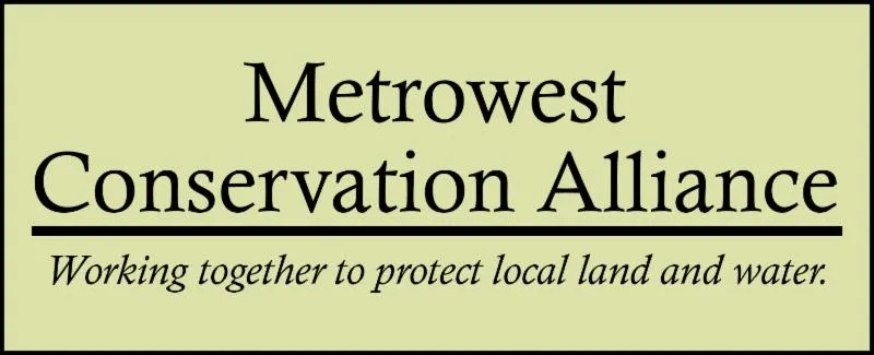MCA logo saying "Metrowest Conservation Alliance: Working together to protect local land and water.